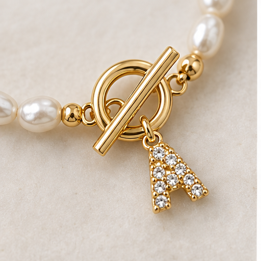 Baroque Pearl Initial Toggle Bracelet lifestyle photo 4