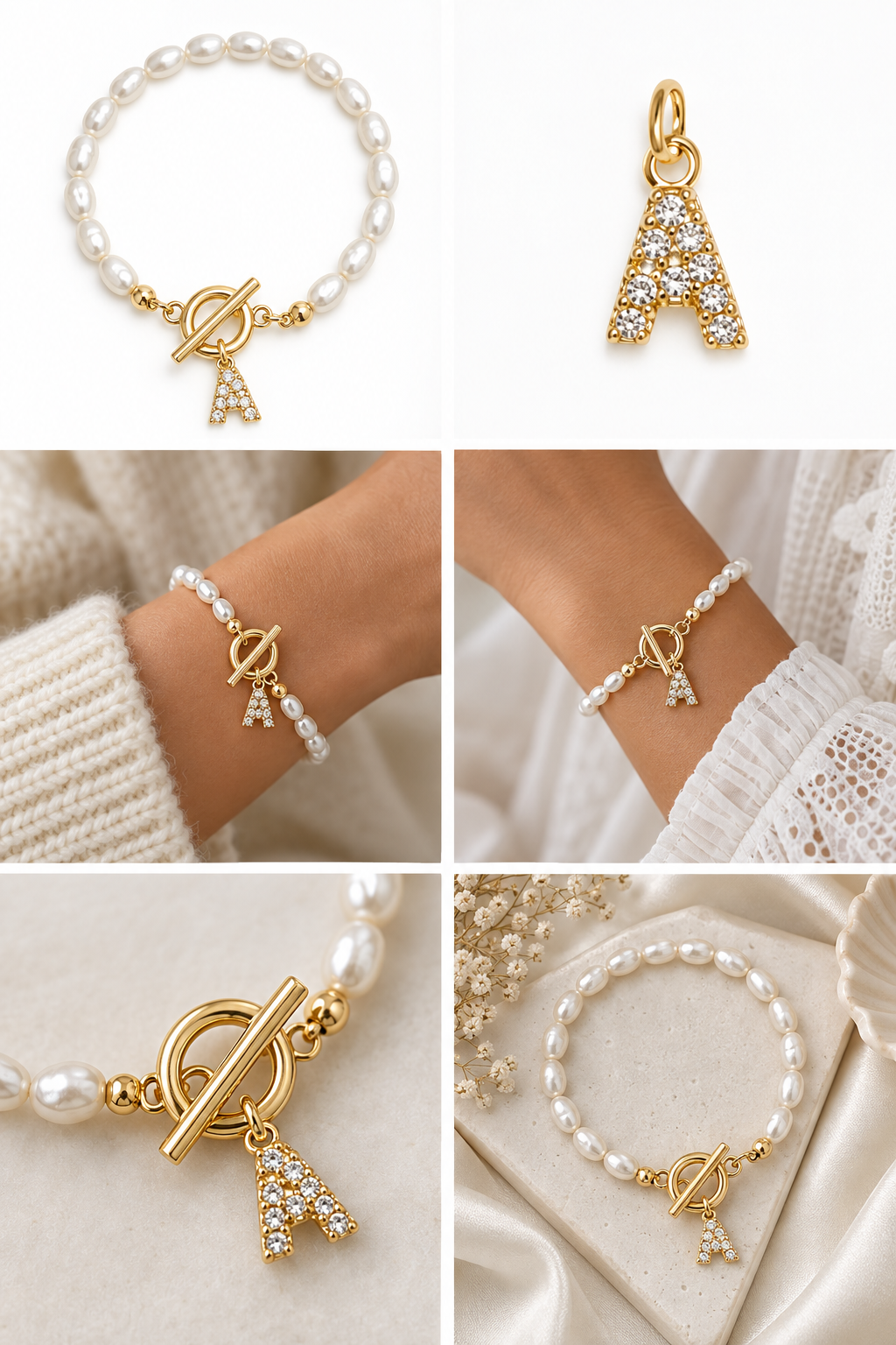 Baroque Pearl Initial Toggle Bracelet lifestyle photo 5