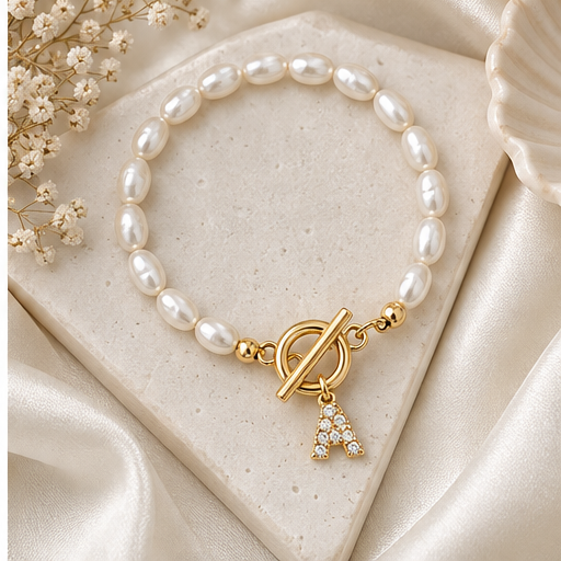 Baroque Pearl Initial Toggle Bracelet lifestyle photo 3