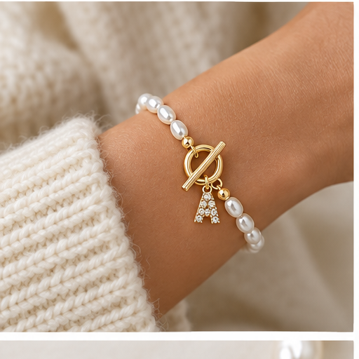 Baroque Pearl Initial Toggle Bracelet lifestyle photo 1