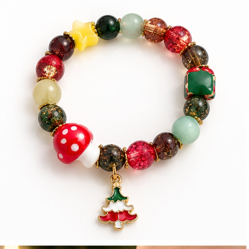 Christmas Bloom Bead Bracelet white background product photo