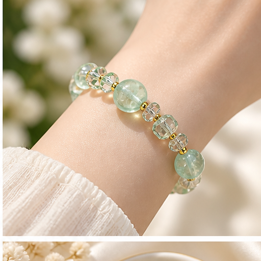 Green Crystal Bead Bracelet lifestyle photo 2