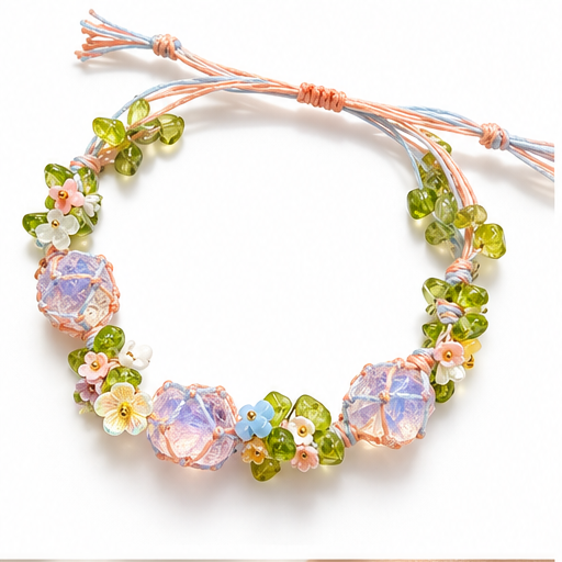Macrame Crystal Wreath Bracelet white background product photo
