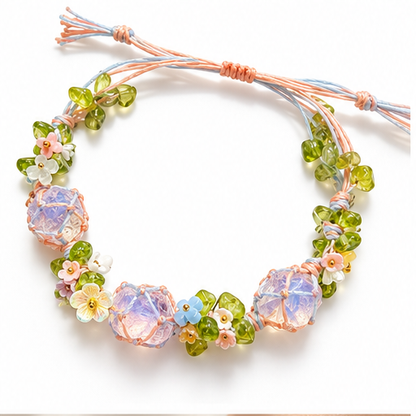 Macrame Crystal Wreath Bracelet white background product photo