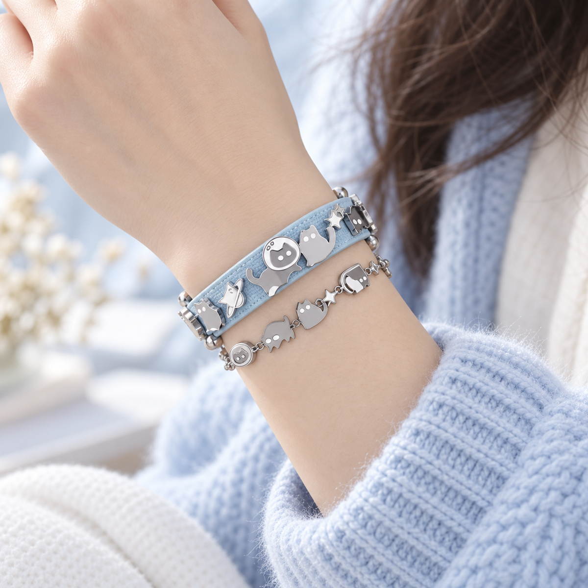 Midnight Cat Layered Bracelet Set lifestyle photo 3