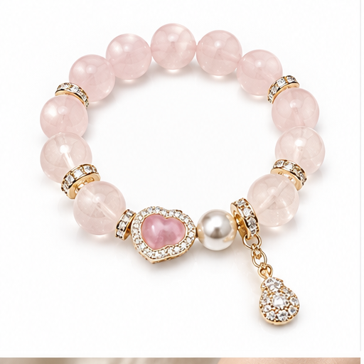 Pink Glitter Bead Bracelet white background product photo