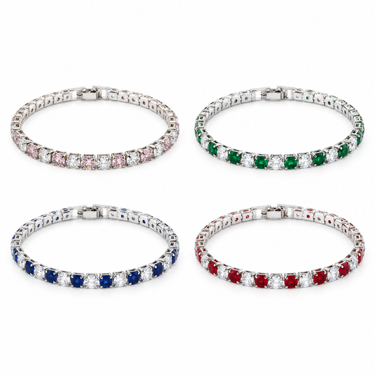 Single Row Zircon Tennis Bracelet white background product photo