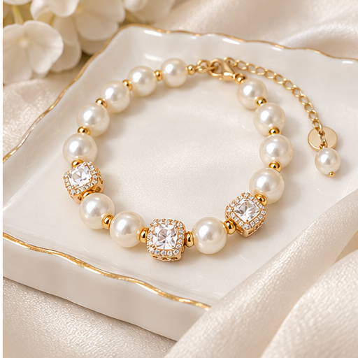 Sugar Cube Faux Pearl Bracelet lifestyle photo 3