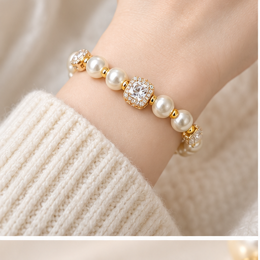 Sugar Cube Faux Pearl Bracelet lifestyle photo 1