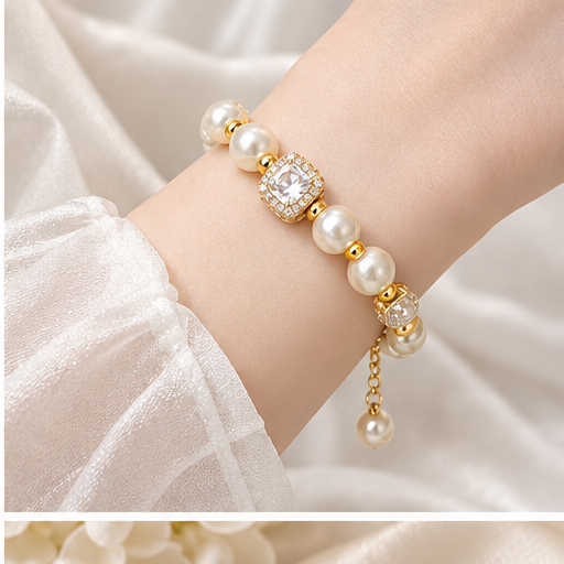 Sugar Cube Faux Pearl Bracelet lifestyle photo 2