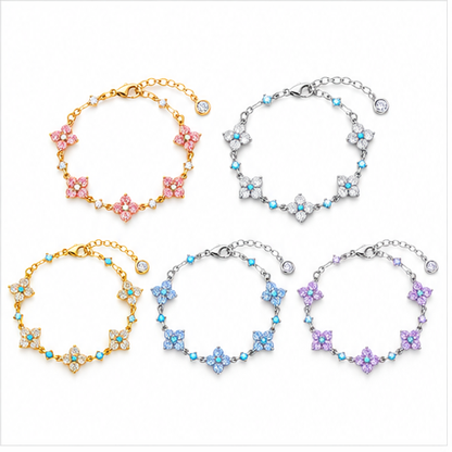Vintage Sparkle Clover Bracelet white background product photo